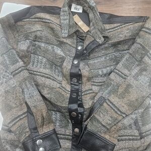BKE Patterned Jacket with Leather Accents